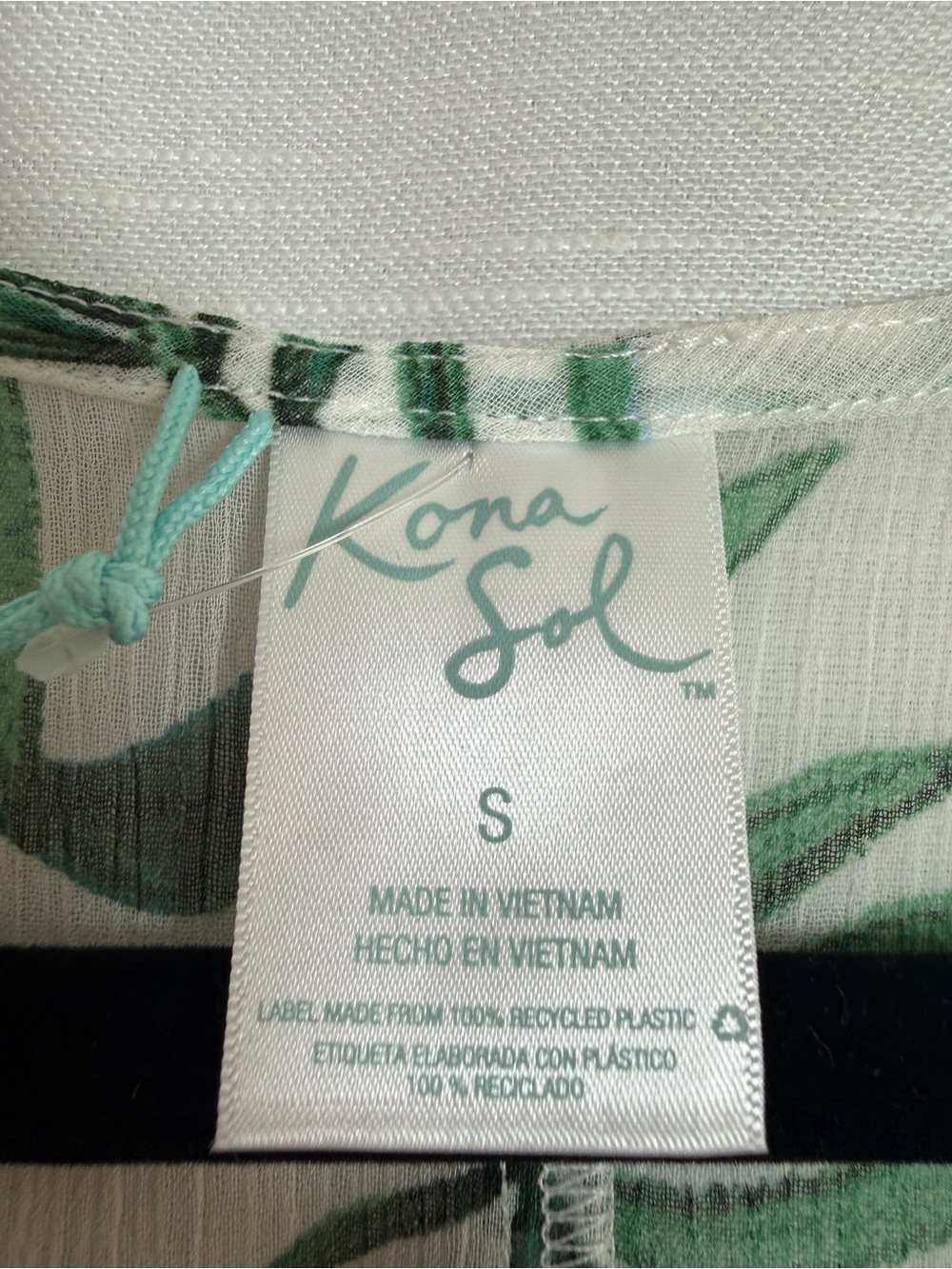 Kona Sol White Green Tropical Palm Print Maxi Cover Up Dress | Size S NWT - Picture 14 of 15